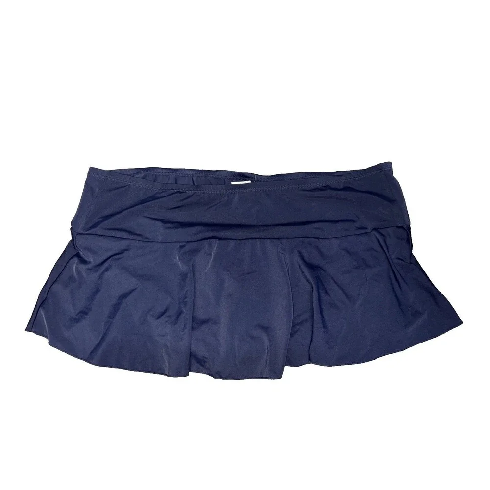 Liz Lange Maternity Swim Skirt Women XL Navy Blue Ruffle Hem Stretch Beach New